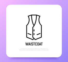 Waistcoat thin line icon. Modern vector illustration of clothing.