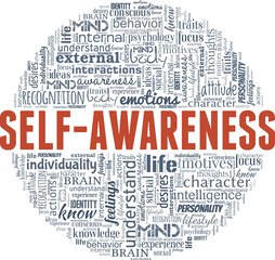 Self-Awareness vector illustration word cloud isolated on a white background.