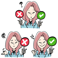 A woman with the correct answer and a cross plate