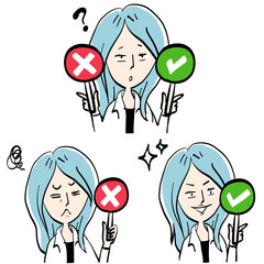 A woman with the correct answer and a cross plate