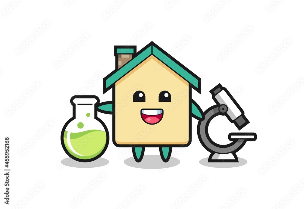 Wall mural Mascot character of house as a scientist