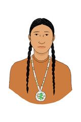 Young Indigenous man wearing beaded medallion