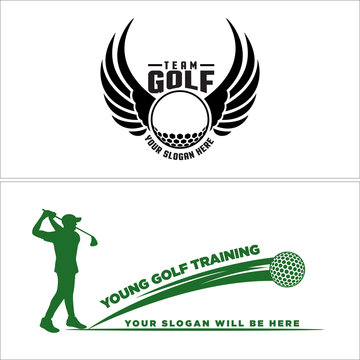 Sport club golf ball wings logo design
