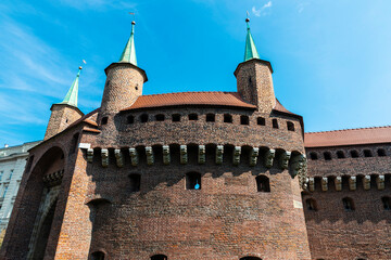 Krakow Barbican or Barbakan Krakowski in Krakow, Poland