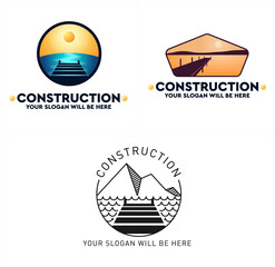 Construction dock repair houseboat logo design - obrazy, fototapety, plakaty