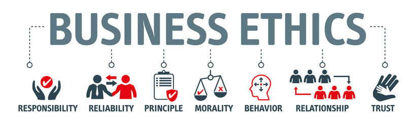 Business ethics and corporate identity - banner with icons