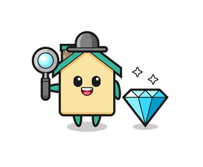 Illustration of house character with a diamond