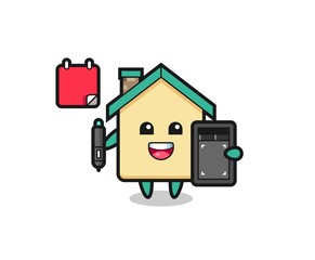 Illustration of house mascot as a graphic designer