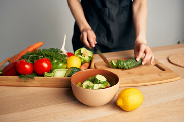 Obraz na płótnie Canvas fresh vegetables slicing food healthy food kitchen