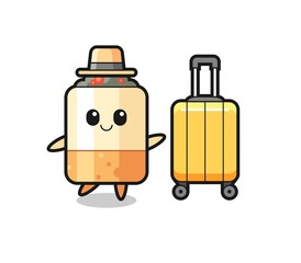 cigarette cartoon illustration with luggage on vacation