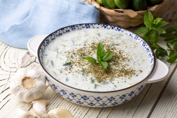 Traditional delicious appetizer; tzatziki (Turkish name; cacik)