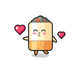 cigarette character cartoon with kissing gesture