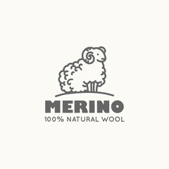 Merino natural wool vector sign - 455954385