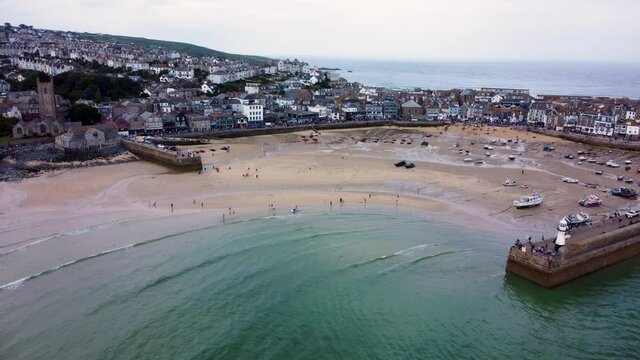 St Ives Harbour Aerial View Cornwall UK Coastline