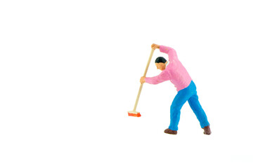 Fototapeta premium .Miniature people office, worker, engineer worker, construction and traveler concept in variety action on white background with space for text