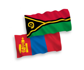 Flags of Republic of Vanuatu and Mongolia on a white background