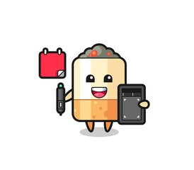 Illustration of cigarette mascot as a graphic designer