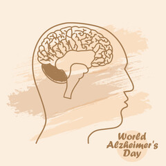 Silhouettes with brain. Vector illustration of World Alzheimer's Day