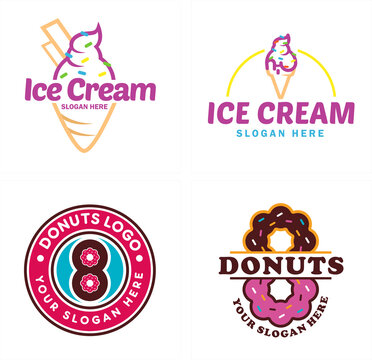 Dessert ice cream and donuts logo design