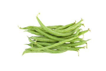 Green soybeans. Green beans isolated on white background. Summer and autumn harvest in the garden. The concept of healthy eating and veganism.