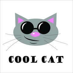 Cool cat wearing sunglasses, an arrogant kitty face