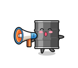 oil drum character illustration holding a megaphone