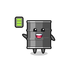 oil drum mascot character with energetic gesture