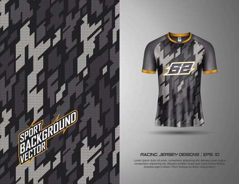 T-shirt And Long Sleeve Designs Sports Abstract Background For Extreme Jersey Team, Racing, Cycling, Football, Gaming And Sport Livery.