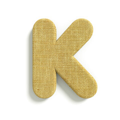 hessian letter K - Capital 3d jute font - suitable for fabric, design or decoration related subjects