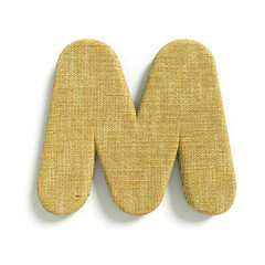 hessian letter M - Capital 3d jute font - suitable for fabric, design or decoration related subjects