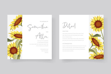 Beautiful sunflower wedding invitation card template