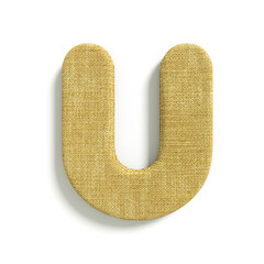 hessian letter U - Capital 3d jute font - suitable for fabric, design or decoration related subjects