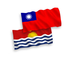 Flags of Republic of Kiribati and Taiwan on a white background