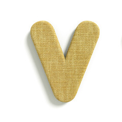 hessian letter V - Upper-case 3d jute font - suitable for fabric, design or decoration related subjects