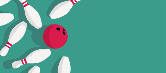 skittles and bowling ball standing on bowling floor