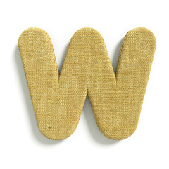hessian letter W - Capital 3d jute font - suitable for fabric, design or decoration related subjects