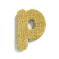 hessian letter P - Lowercase 3d jute font - Suitable for fabric, design or decoration related subjects