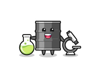 Mascot character of oil drum as a scientist