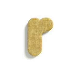 hessian letter R - Lower-case 3d jute font - Suitable for fabric, design or decoration related subjects