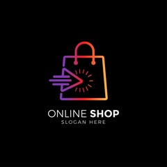 Logo design vector concept online shop
