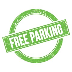 FREE PARKING text on green grungy round stamp.