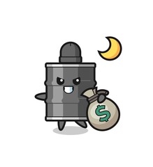 Illustration of oil drum cartoon is stolen the money