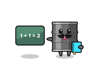 Illustration of oil drum character as a teacher