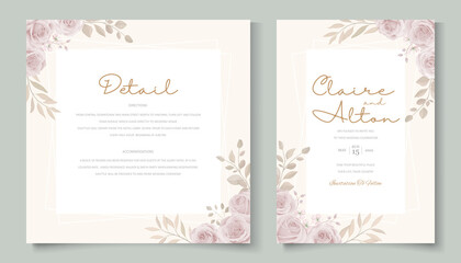 Fototapeta na wymiar Beautiful flower wedding invitation card template