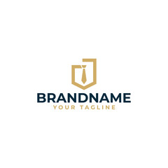 Security services logo design vector. Bodyguard Shield and tie icon illustration.