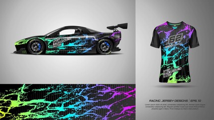 Car wrap and t-shirt design vector for race car, pickup truck, rally, adventure vehicle, uniform, jersey, cycling, football, gaming and sport livery.