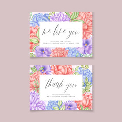 Beautiful thank you card with watercolor flowers
