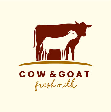 Cow and Goat milk logo vector image