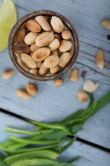Nuts in a bowl on the kitchen table