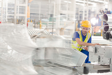 Male worker in steel factory